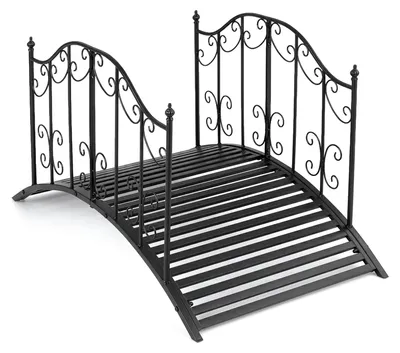 Produktbild von COSTWAY Gartenbrücke 118cm Metall, Teichbrücke bis 150kg, Brücke mit dekorativen Geländern, Metallbrücke Antik-Optik, Zierbrücke stabil & wetterfest