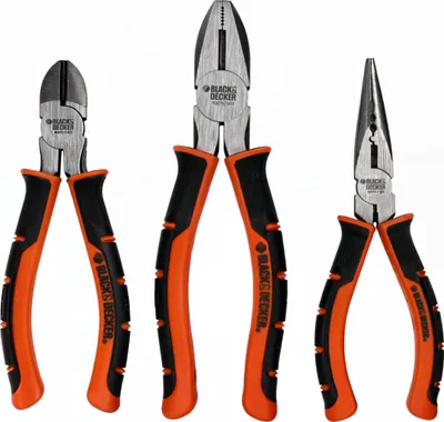 Produktbild von Black + Decker BDHT0-71624 Zangen Set 3-teilig Spitzzange Seitenschneder Zange