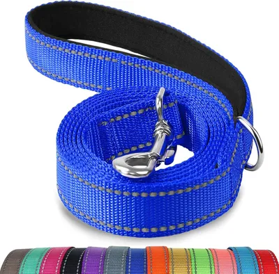 Obrázok produktu pre Obojstranné reflexné nylonové vodítko s polstrovanou rukoväťou na výcvik a prechádzky - 1,8 m × 2,5 cm čierne - pre veľké a stredné psy