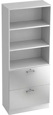 Produktbild von Regal 5 OH 80x42x200,4cm 2HR Sockelblende Griff CE Weiß/Silber