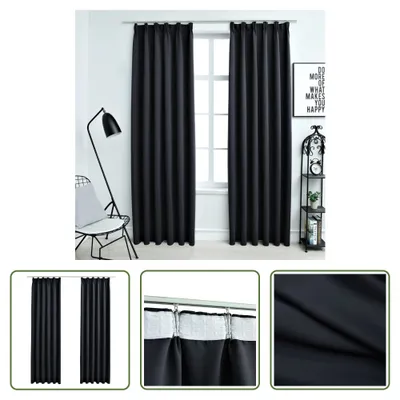 Obrázok produktu pre The Living Store zatemňovacie závesy s háčikmi 2 ks čierne 140x225cm