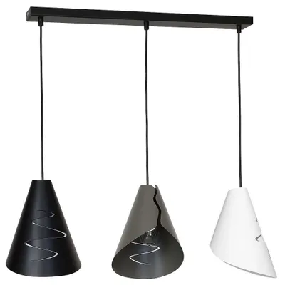 Obrázek produktu pro Designová závěsná jídelní stolní lampa (3 světla, moderní v bílé, šedočerné barvě, se skvělým světelným efektem, kuželová stínidla) závěsná lampa závěsná lampa závěsná lampa závěsná lampa závěsná lampa