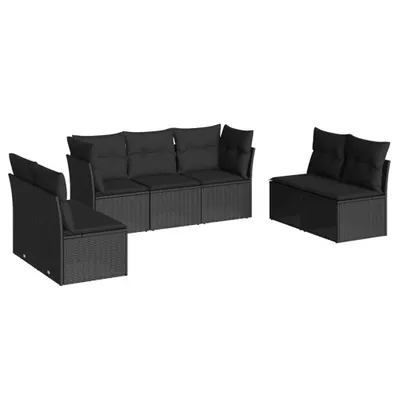 Produktbild von 7-tlg. Garten-Sofagarnitur mit Kissen Schwarz Poly Rattan