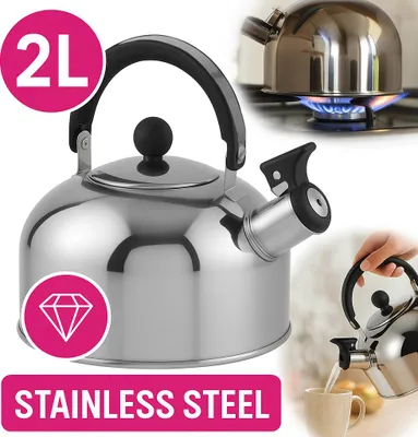 Produktbild von Edelstahl Flötenkessel 2,0L Camping Wasserkessel Pfeifkessel Teekessel Gasherd Gas Induktion Wasserkocher Wohnmobil Campingkocher