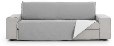 Sofaüberwurf 4-Sitzer umkehrbar grau 190x205 cm Polyester