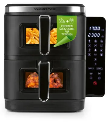 Produktbild von GOURMETmaxx FryUp Vertikale Doppelkammer-Heißluftfritteuse, 10 l - Touchscreen