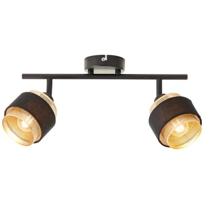 Productafbeelding van 2-lichts plafondlamp Grove zwart met goud