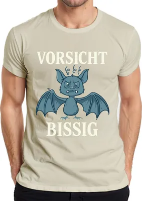 Produktbild von Vorsicht Bissig Fledermaus Halloween Lustig Geschenk Cartoon Herren T-Shirt, Natur, L