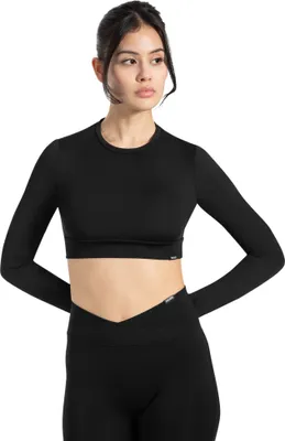 Produktbild von SMILODOX Damen Longsleeve T – Cropped Fit mit Rundhals & elastischem Bund