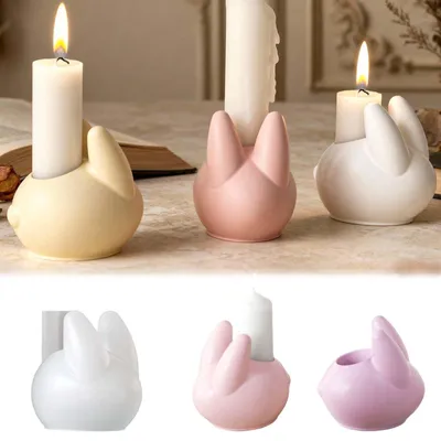 Produktbild von Silikonform für Osterhasen, Hasen-Kerzenhalter, 3D-Gussformen für DIY-Epoxidharz