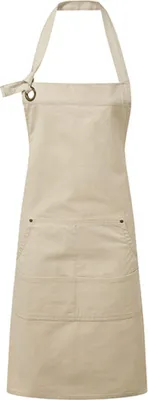 Produktbild von Premier Workwear PR137 | Latzschürze Calibre Heavy Baumwolle Canvas Pocket Apron, - Farbe: Natural (ca. Pantone 4755C) - Größe: 72 x 86 cm