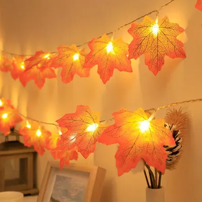 Ahornblatt Lichterkette, 3 m, 20 warmweiße LEDs, batteriebetrieben