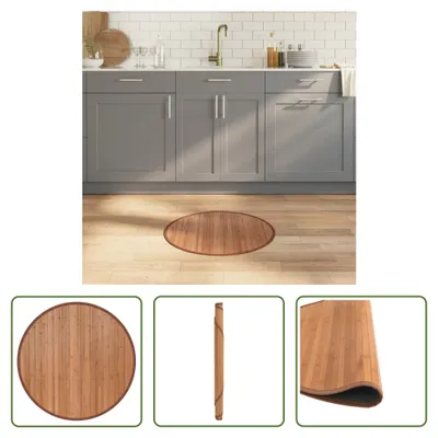 Imagen del producto de The Living Store: Alfombra redonda de bambú, color natural, 60 cm
