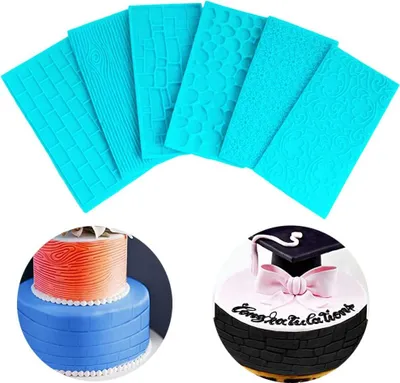 Produktbild von 6 Stück Texturmatte Fondant Muster Prägematte Strukturmatte Kunststoff Glasurformen 3D Spitze Effekt mit Prägematte DIY Textur Relief Form für Klassisch Gitter Muster Kuchendekoration Werkzeug