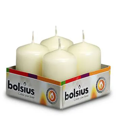 Immagine prodotto di Candele a colonna Bolsius avorio 60/40 mm 4 pezzi