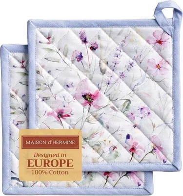 Produktbild von Famanu Topflappen Set von 2 - 100% Baumwolle mit Blumenmuster