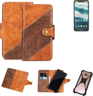 Produktbild von K-S-Trade Handy-Hülle Schutz-Hülle Bookstyle Case Wallet-Case kompatibel mit Motorola One Power Handy Cover Bumper Kantenschutz Smartphone