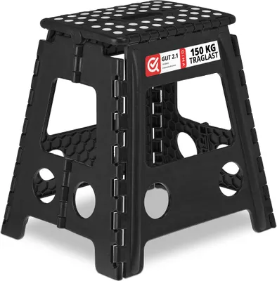 Immagine prodotto di Sgabello pieghevole Relaxdays, sgabello da campeggio, sgabello da bagno grande, fino a 150 kg, plastica, A x L x P: 39 x 39 x 32 cm, nero