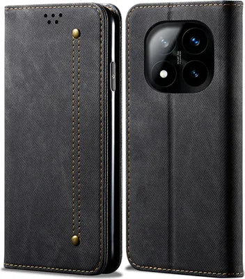 Produktbild von Hülle für Xiaomi Redmi Note 14 Pro+ 5G Leder Brieftasche Flip Bookstyle Schutzhülle mit Standfunktion Schwarz