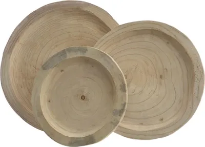 Produktbild von Paulowniaholz Servierplatten 3er-Set, Ø 30/25/20 cm