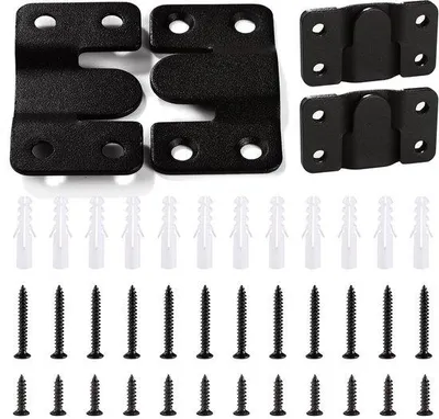 Image de Crochets robustes pour cadres photo, lot de 6, noir, 54 x 30 mm, acier inoxydable