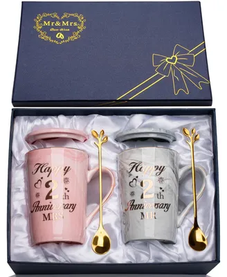 Imagen del producto de Omgoods - Tazas de lujo para el segundo aniversario de boda, con cuchara incluida