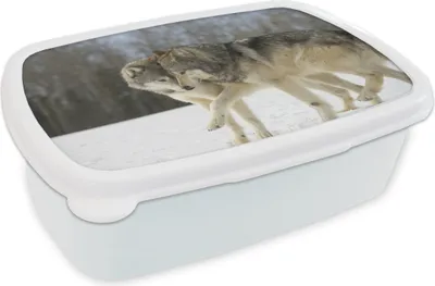 Obrázok produktu pre KitchenYeah® Lunch Box Snack Box 17x11 cm Wolf - Snow - Coat Kids Snack Box - Lunch Box - Kids - Sandwich Box - School Box - Lunch Boxes