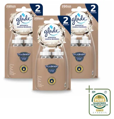 Imagen del producto de 3 recambios para ambientador Glade Sense & Spray, aroma "Romántica Vainilla", 18 ml, pack de 3 unidades