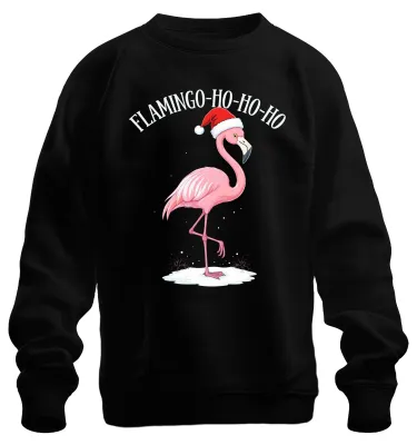 Obrázek produktu pro FLAMINGO-HO-HO Vánoční plameňák Vánoce Vtipný dárek Uni mikina, černá, L