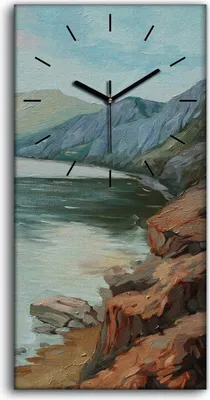 Produktbild von Dekor Leinwand Uhr Wandbilder Geräuschlos 30x60 Morgens auf dem Meer Gemälde - schwarze Hände