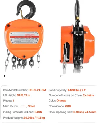 Immagine prodotto di Paranco a catena manuale, elevata capacità di carico, sistema frenante di sicurezza, 2T 10FT
