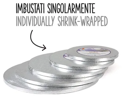 Zdjęcie produktu dla Srebrna podkładka pod tort 26 cm, grubość 1,2 cm