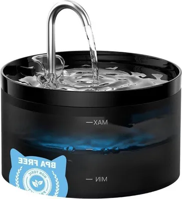 Produktbild von Trinkbrunnen für Katzen – Hydratationsquelle für Haustiere – Dreifach-Filtersystem – 2 Liter – Schwarz