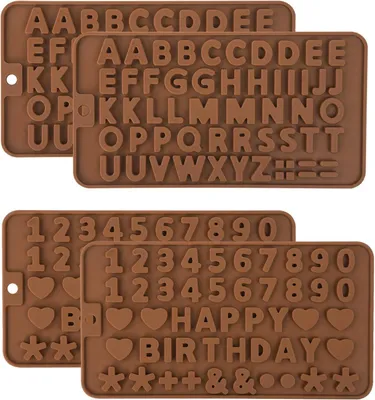 Produktbild von Silikonformen für Schokolade – Set mit 4 Stück – Formen für Gummibärchen, Wachsmalformen – Lutscherformen – für Kekse – für Gummibärchen
