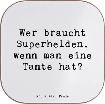 Produktbild von Mr. & Mrs. Panda untersetzer personalisiert Lieblings-Tante - Weiß - Geschenk, Glasuntersetzer, Bierdeckel bedruckt, persönliche Erinnerungen, Familienmitglieder, Neffe