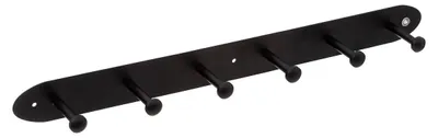 Produktbild von 5Five Wandgarderobe - schwarz - 6 Haken/Knopfe - Metall - 55x5cm