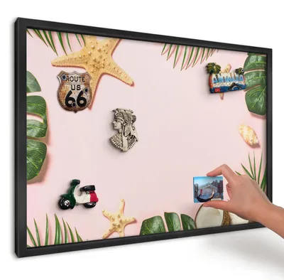 Produktbild von Magnettafel 60x40 cm mit schwarzem Rahmen - Magnetische Metalltafel, Magnetpinnwand zur Wandmontage für Wohnzimmer, Küche, Flur, Kinderzimmer und Büro - Tropenurlaub
