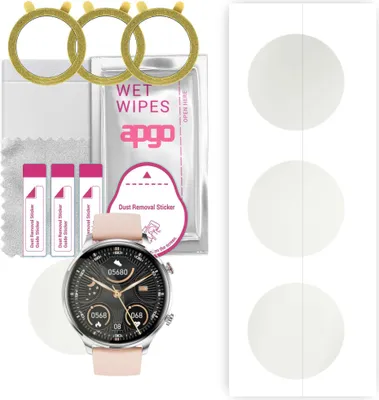 Produktbild von apgo 3 Stück Schutzfolie, Matt, kompatibel mit Rubicon RNCF20 Smartwatch, Hydrogel Displayschutzfolie mit Positionierhilfe, Displayfolie, robust und kratzfest