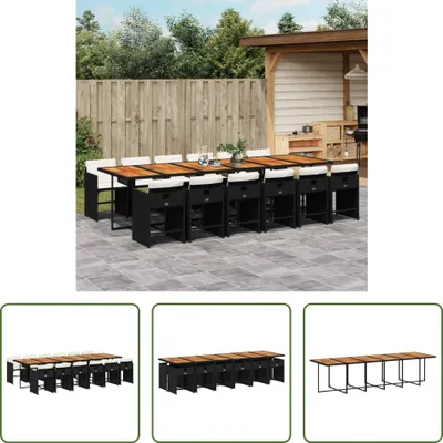 Produktbild von The Living Store 13-tlg. Garten-Essgruppe mit Kissen Schwarz Poly Rattan