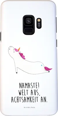 Produktbild von Mr. & Mrs. Panda Samsung Galaxy S9 Handyhülle Einhorn Yoga - Weiß - Geschenk, Namaste, Handy Case, Cover, Achtsamkeit, Unicorn, Entspannung, Schutzhülle, Hülle, Sport