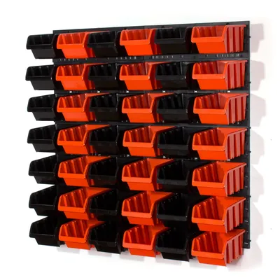 Image de 42 bacs gerbables avec étagère murale 80 x 80 cm | étagère murale de stockage