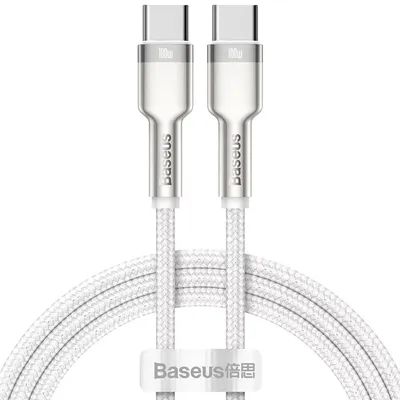 Obrázek produktu pro Kabel USB-C - USB-C řady Metal Data PD QC SCP 100W 5A 1m - bílý