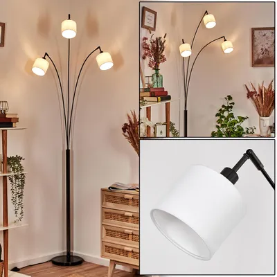 Produktbild von Schiavonea Stehlampe aus Metall/Stoff in Schwarz/Chromfarben/Weiß
