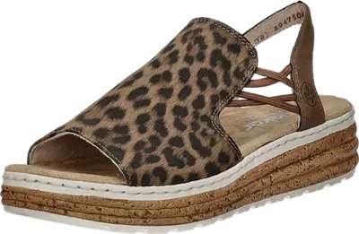 Immagine prodotto di Rieker sandali da donna con zeppa marrone/leopardo