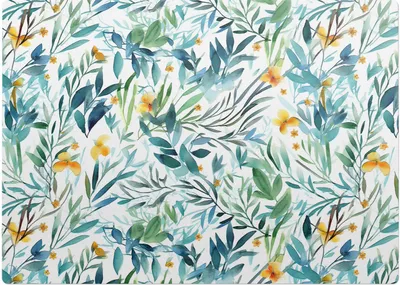 Produktbild von Pflanzenaquarell – Bodenschutzmatte – Rutschfest – Schutzmatte für Büro – Vinylmatte – Stuhlunterlage  – 140 x 100 cm