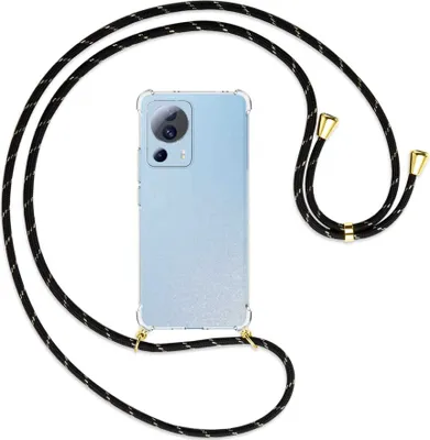 Produktbild von Handykette Backcover-Schutzhülle mit Band (Metall goldfarben) für Xiaomi Civi 2, Xiaomi 12 Lite NE - schwarz/gold