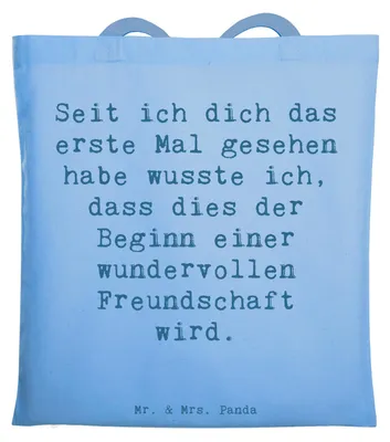 Produktbild von Mr. & Mrs. Panda dokumententasche Spruch Neue Freunde finden - Sky Blue - Geschenk, umhängebeutel, Vertrauem, Zuversicht, positivity, Werte der Freundschaft, besondere