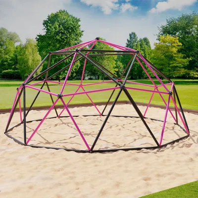 Produktbild von VESKA DomeClimber Kletterkuppel Geodome für Kinder, 360x360x180cm, anthrazit/pink, aus robustem Stahl & HDPE, für bis zu 4 Kinder, witterungsbeständig & freistehend