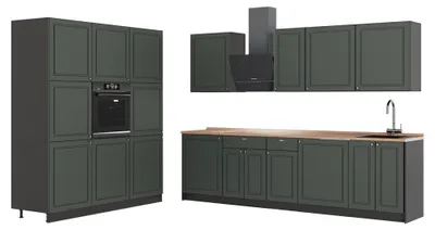 Produktbild von Küchenzeile Vicco Fame-Line Grün-Gold Landhaus/Anthrazit 460 cm, AP Eiche, Model 63764