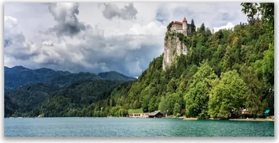 Produktbild von Tulup Leinwand-Bilder 120x60 Wandbild Canvas Kunstdruck Gebirge Wald See Natur